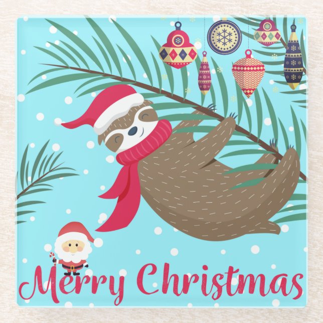 Christmas Sloth Glasuntersetzer (Vorderseite)