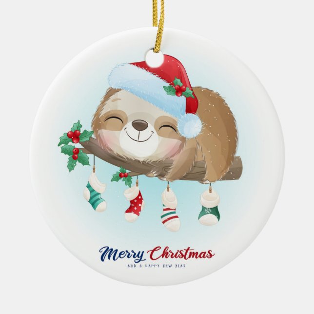 Christmas Sloth Keramik Ornament (Vorne)