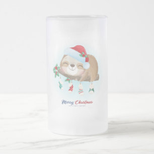 Christmas Sloth Mattglas Bierglas