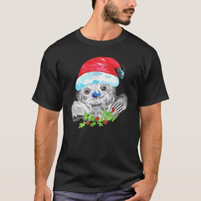 Christmas Sloth Merry Christmas Happy Holidays T-Shirt (Vorderseite)