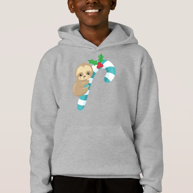 Christmas Sloth, Niedlich Sloth, Candy Cane, Mistl Hoodie (Vorderseite)