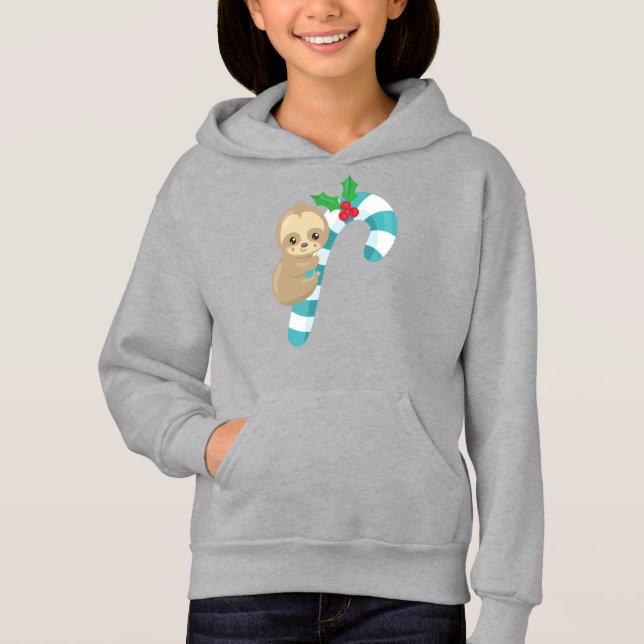 Christmas Sloth, Niedlich Sloth, Candy Cane, Mistl Hoodie (Vorderseite)
