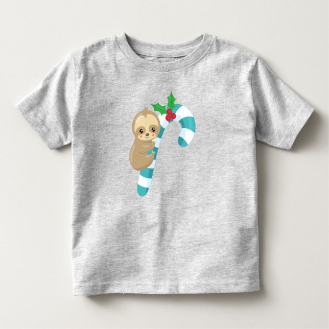 Christmas Sloth, Niedlich Sloth, Candy Cane, Mistl Kleinkind T-shirt (Vorderseite)