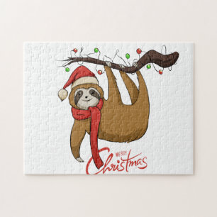 Christmas Sloth on Tree Branch%0A Puzzle