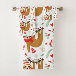 Christmas Sloth Pattern Badhandtuch Set