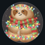 Christmas sloth  runder aufkleber<br><div class="desc">Xmas cute sloth illustration</div>