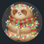 Christmas sloth  runder aufkleber<br><div class="desc">Xmas cute sloth illustration</div>
