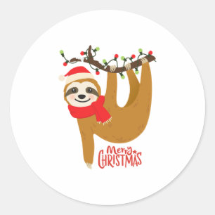 Christmas Sloth Runder Aufkleber