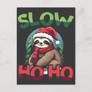 Christmas Sloth Slow Ho Festive Holiday Design Postkarte