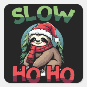 Christmas Sloth Slow Ho Festive Holiday Design Quadratischer Aufkleber