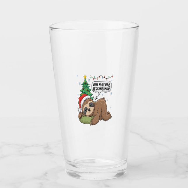 Christmas Sloth Wake Me Up Holiday Nap Glas (Vorderseite)