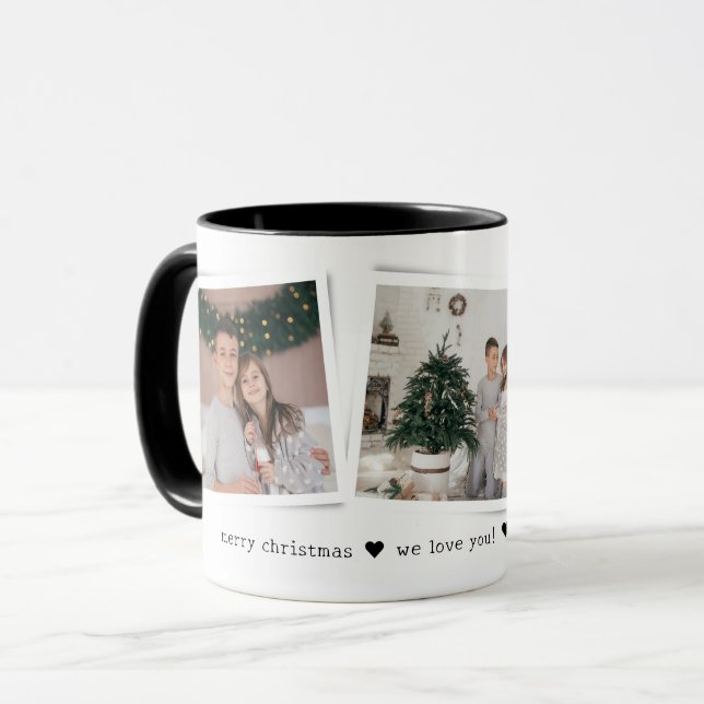 Christmas Snapshots 3 Photo Personalized Gift Tasse (Vorderseite Links)