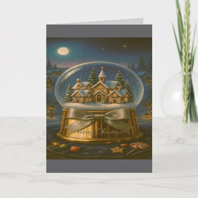 Christmas Snow Globe Card Feiertagskarte (Vorderseite)