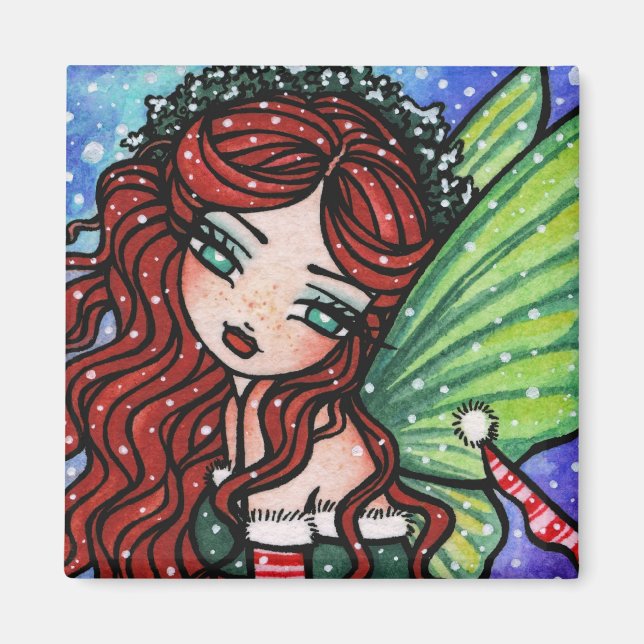 Christmas Snow Irish Fee Fairy Art von Hannah Lynn Magnet (Vorne)