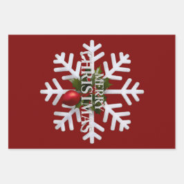 Christmas Snowflake And Shy Red Berry Geschenkpapier Set