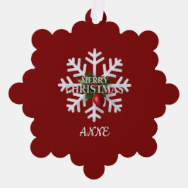 Christmas Snowflake And Shy Red Berry Ornament Karte