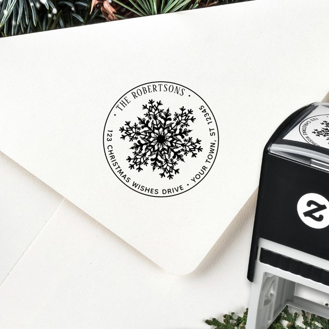 Christmas Snowflake Holiday Return Address Permastempel (Von Creator hochgeladen)