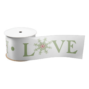 Christmas Snowflake Peace Joy Liebe Typografie Satinband