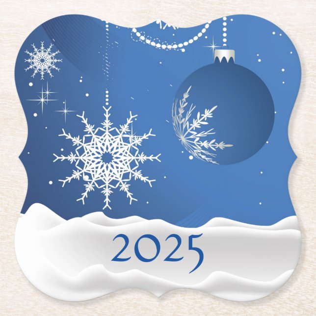 Christmas Snowflake Snow Coaster 2025 Add Name Untersetzer (Vorderseite)