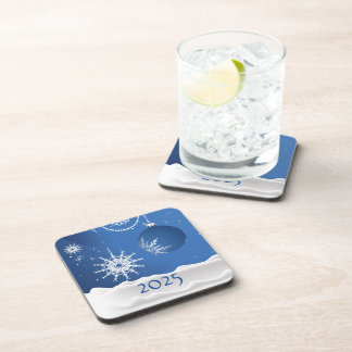 Christmas Snowflake Snow Plastic Coaster 2025  Getränkeuntersetzer