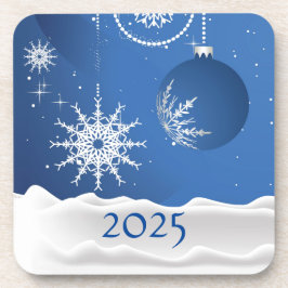 Christmas Snowflake Snow Plastic Coaster 2025 Getränkeuntersetzer