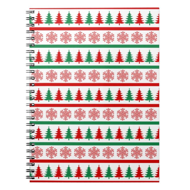 Christmas Snowflakes Pattern Notebook Tree Journal Notizblock (Vorderseite)