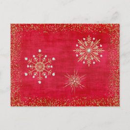 Christmas Snowflakes Red & Gold Feiertagspostkarte