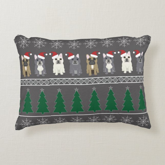 Christmas Snowflakes, Santa Dog, Tree Dekokissen (Vorderseite)