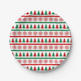 Christmas Snowflakes & Trees Printed Paper Plates Pappteller