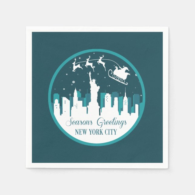 CHRISTMAS SNOWGLOBE NEW YORK CITY SKYLINE PAPIER SERVIETTE (Vorderseite)