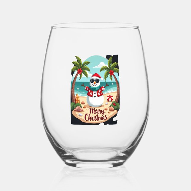 christmas Snowman (2) Weinglas Ohne Stiel (Vorderseite)