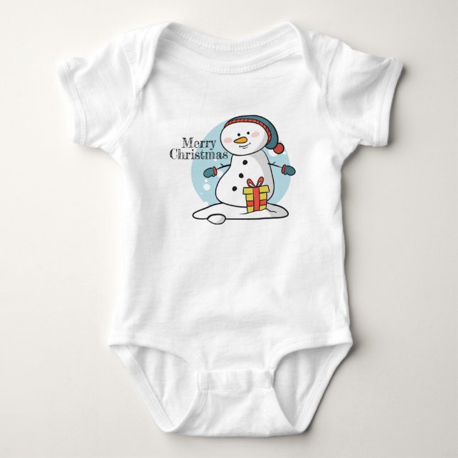 Christmas Snowman Baby Bodysuit Strampler (Vorderseite)