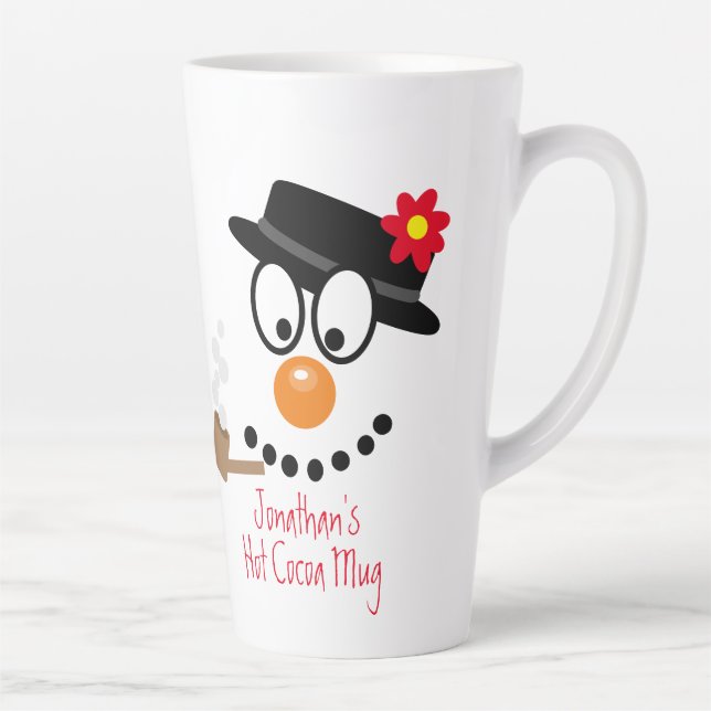 Christmas Snowman Cartoon Personalized Hot Cocoa Milchtasse (Rechts)