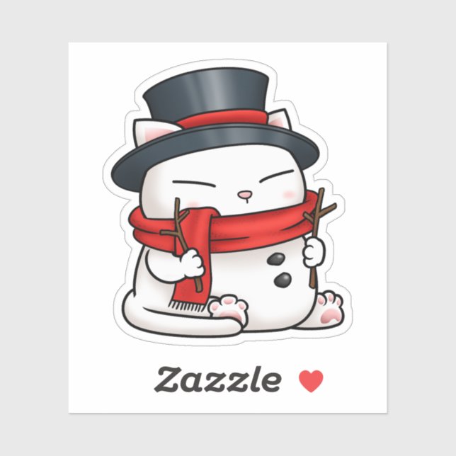 Christmas Snowman Cat Aufkleber (Blatt)