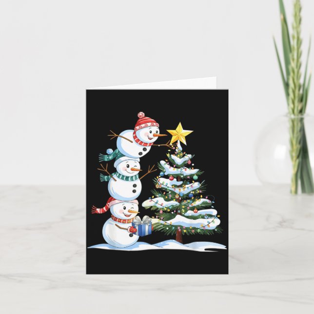 Christmas Snowman Christmas Tree Funny Snowman Lov Karte (Vorderseite)