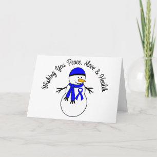 Christmas Snowman Colon Cancer Ribbon Feiertagskarte