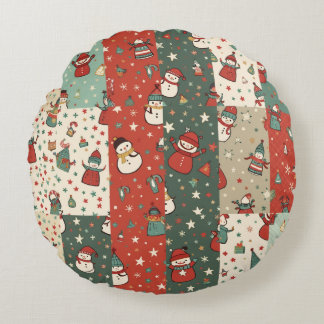 Christmas Snowman Cushion Rundes Kissen