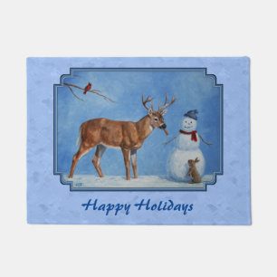 Christmas Snowman Dee Niedlich Bunny Blue Fußmatte