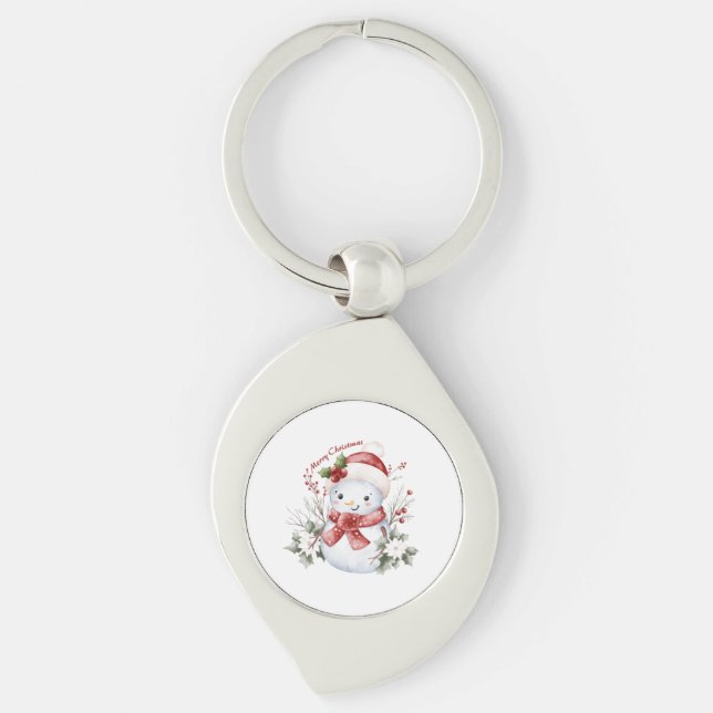 "Christmas Snowman Delight Metal Keychain Schlüsselanhänger (Vorderseite)