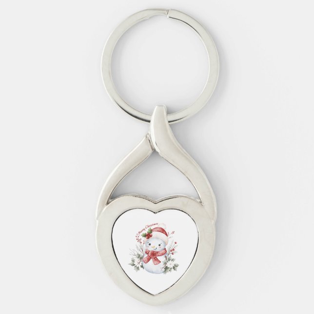 "Christmas Snowman Delight Metal Keychain Schlüsselanhänger (Vorderseite)