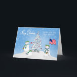 CHRISTMAS - Snowman Family - PATRIOTIC/Service Feiertagskarte<br><div class="desc">Gleiches Bild für andere Zweige des Dienstes,  Segler,  Marine etc. Das gleiche Bild ist auch für nichtmilitärische,  d.h. von unserer Familie zu Ihrer mit Ausnahme von Flaggen.</div>