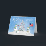 CHRISTMAS - Snowman Family - PATRIOTIC/Service Feiertagskarte<br><div class="desc">Gleiches Bild für andere Zweige des Dienstes,  Segler,  Marine etc. Das gleiche Bild ist auch für nichtmilitärische,  d.h. von unserer Familie zu Ihrer mit Ausnahme von Flaggen.</div>
