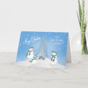 CHRISTMAS - Snowman Family - Von unserer Zuhause b Feiertagskarte