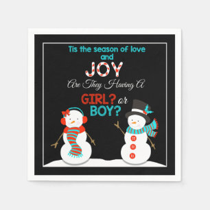 Christmas Snowman Gender Reveal Napkins Serviette