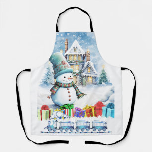 CHRISTMAS SNOWMAN GIFTS AND TOY TRAIN SCHÜRZE