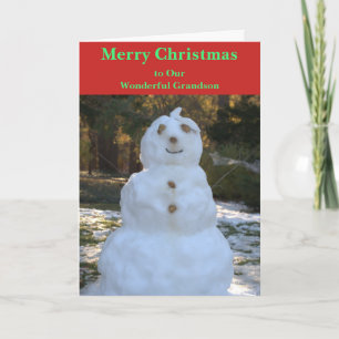 Christmas Snowman Grandson Card Feiertagskarte