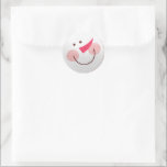 Christmas Snowman Happy Face Niedlich Runder Aufkleber<br><div class="desc">Niedliche Weihnachtsaufkleber mit fröhlicher Schneemobil-Illustration.</div>