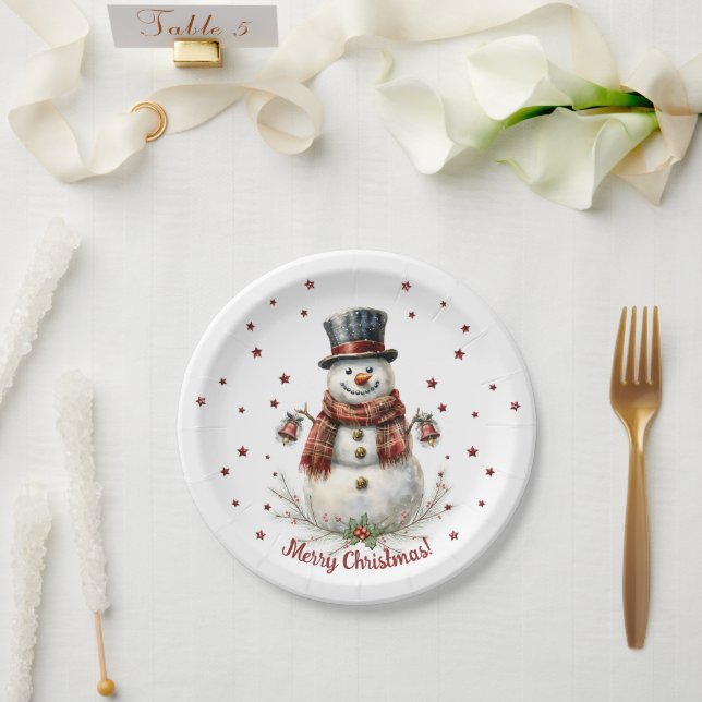 Christmas Snowman Holiday Party Pappteller (Hochzeit)