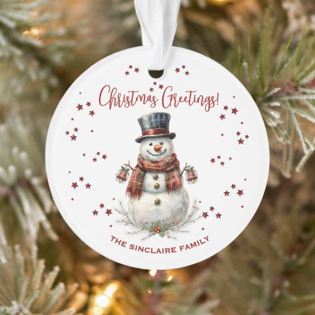 Christmas Snowman Holiday With Name Ornament (Baum)