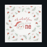 Christmas Snowman Holly First Geburtstag Serviette<br><div class="desc">Oh,  was Spaß,  es ist eins zu sein! Weihnachten Snowman erste Geburtstagsparty Servietten mit Aquarellschneemann.</div>